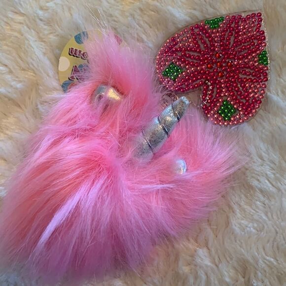 Keychain/Purse Charm Handmade Diamond Art Heart Puff - Picture 2 of 3